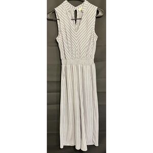 Monteau Los Angeles Jumpsuit‎ Juniors Small Blue Stripe Sleeveless Elastic Waist